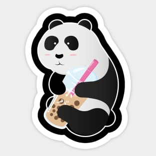 Kawaii Panda Hugging Bubble Tea. Sticker